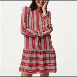 [ LOFT ] drop waist red striped dress